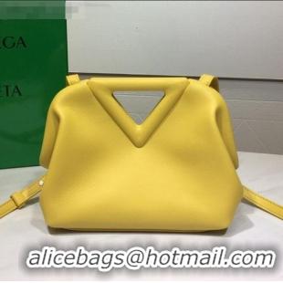 Most Popular Bottega Veneta Calfskin Small Point Top Handle Bag BV2349 Bright Yellow 2021