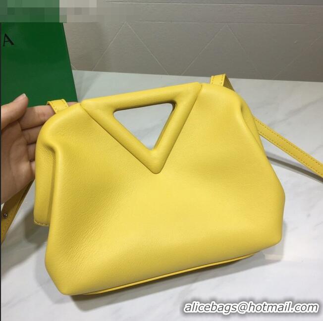 Most Popular Bottega Veneta Calfskin Small Point Top Handle Bag BV2349 Bright Yellow 2021