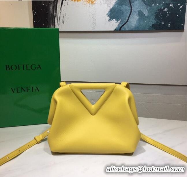 Most Popular Bottega Veneta Calfskin Small Point Top Handle Bag BV2349 Bright Yellow 2021