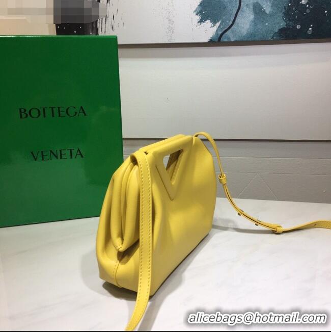 Most Popular Bottega Veneta Calfskin Small Point Top Handle Bag BV2349 Bright Yellow 2021