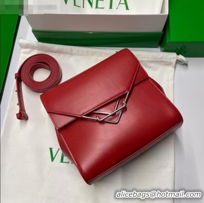 Famous Brand Bottega Veneta Box Calfskin Clip Squared Shoulder Bag BV2357 Racing Red 2021