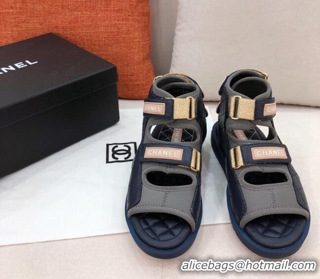 Low Cost Chanel Goatskin High-top Strap Flat Sandals G37231 Black 2021