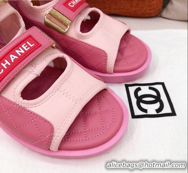 Super Quality Chanel Goatskin High-top Strap Flat Sandals G37231 Pink 2021