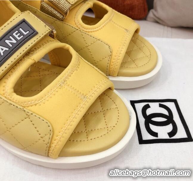 Top Quality Chanel Goatskin High-top Strap Flat Sandals G37231 Yellow 2021