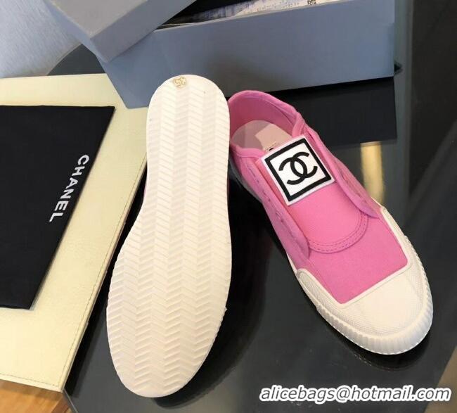 Good Quality Chanel CC Patch Canvas Sneakers CCS04 Pink 2021