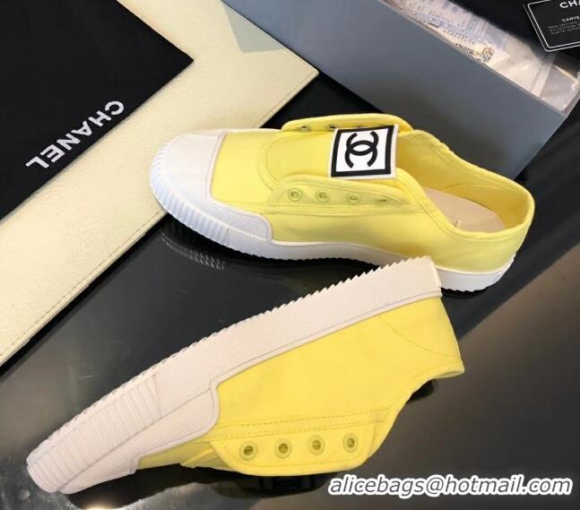 Unique Grade Chanel CC Patch Canvas Sneakers CCS04 Yellow 2021