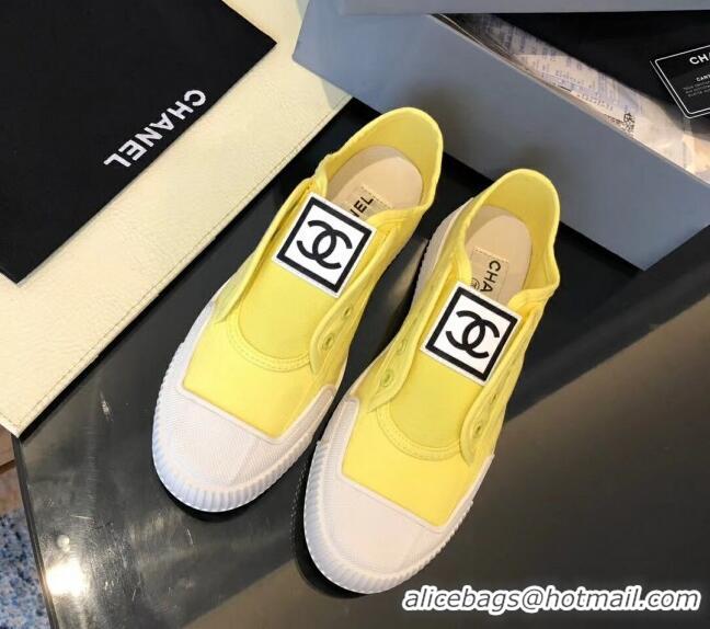 Unique Grade Chanel CC Patch Canvas Sneakers CCS04 Yellow 2021