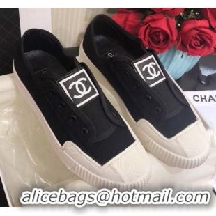 New Design Chanel CC Patch Canvas Sneakers CCS04 Black 2021