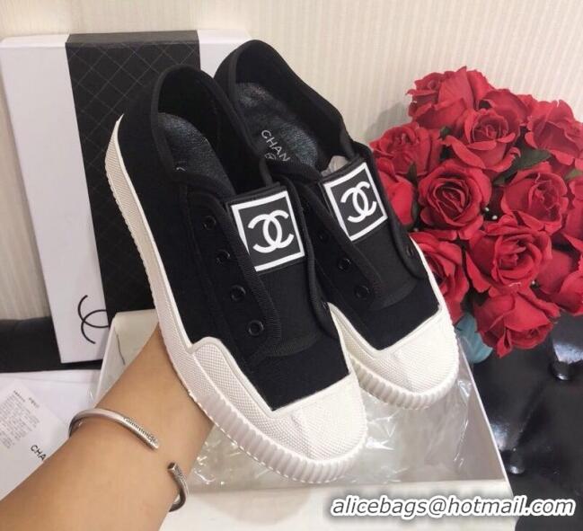 New Design Chanel CC Patch Canvas Sneakers CCS04 Black 2021