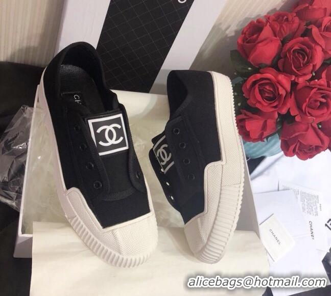 New Design Chanel CC Patch Canvas Sneakers CCS04 Black 2021