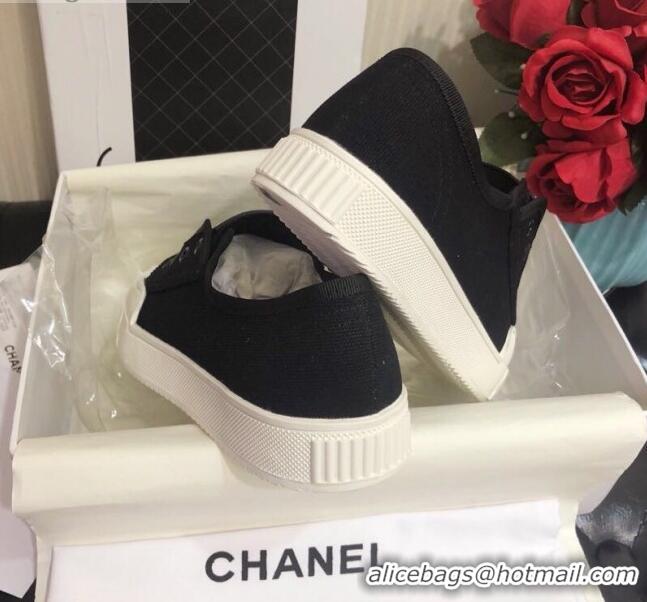 New Design Chanel CC Patch Canvas Sneakers CCS04 Black 2021