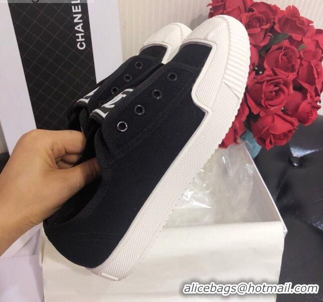 New Design Chanel CC Patch Canvas Sneakers CCS04 Black 2021