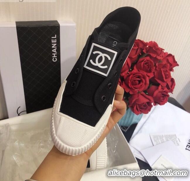 New Design Chanel CC Patch Canvas Sneakers CCS04 Black 2021