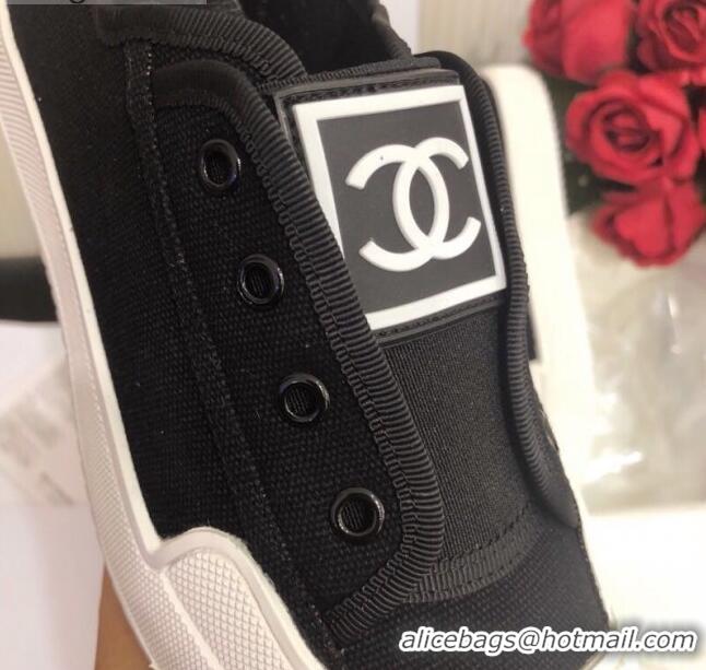 New Design Chanel CC Patch Canvas Sneakers CCS04 Black 2021