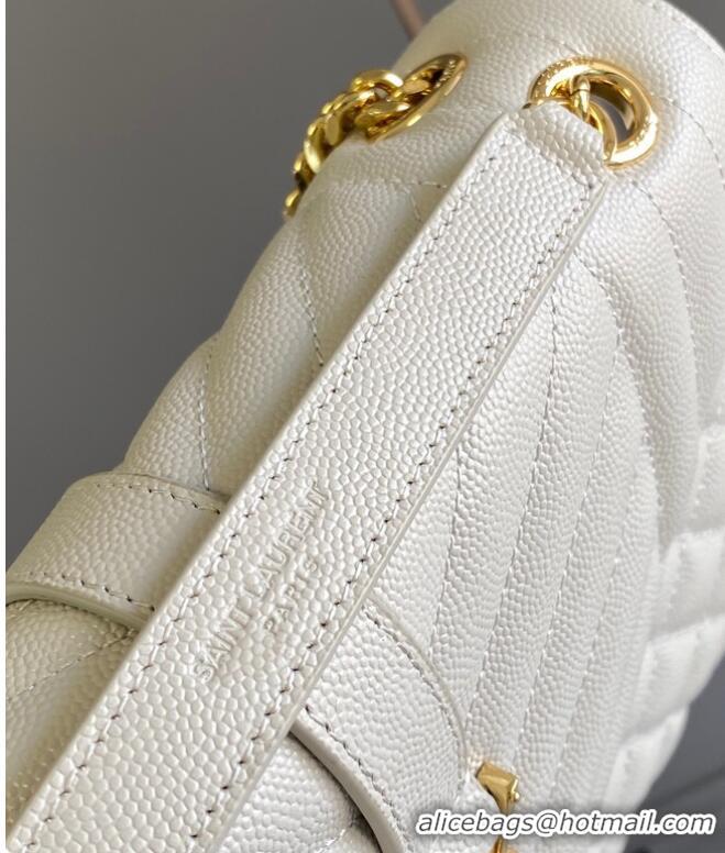 Trendy Design Yves Saint Laurent Calfskin Leather 487206 white&gold