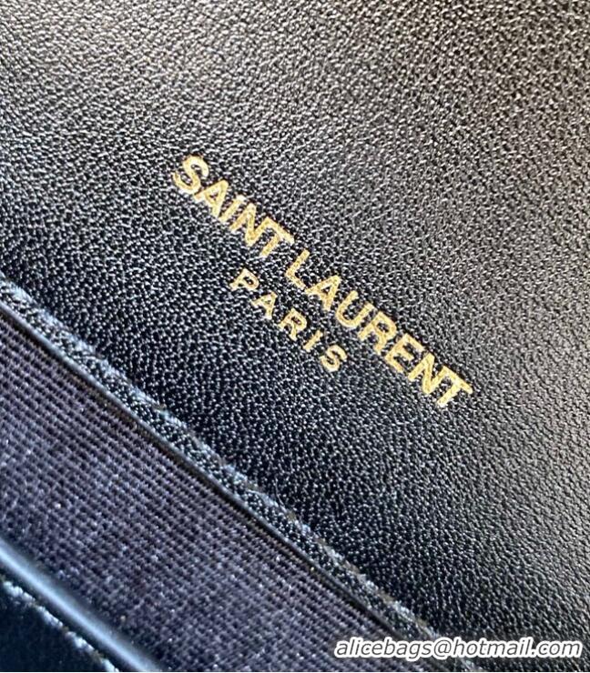 Famous Brand Yves Saint Laurent Calfskin Leather 487206 black&gold