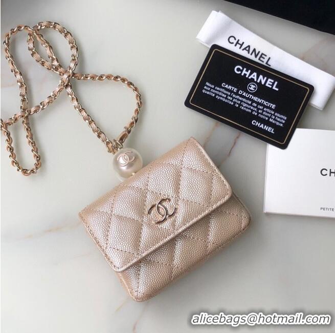 Well Crafted Chanel flap coin purse with chain AP2119 Gold