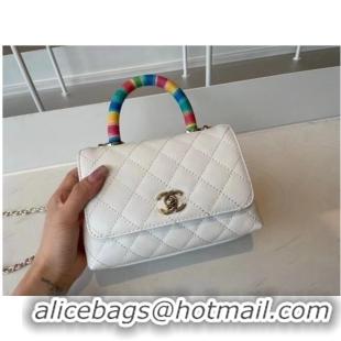 Affordable Price Chanel mini flap bag with top handle AS2215 White