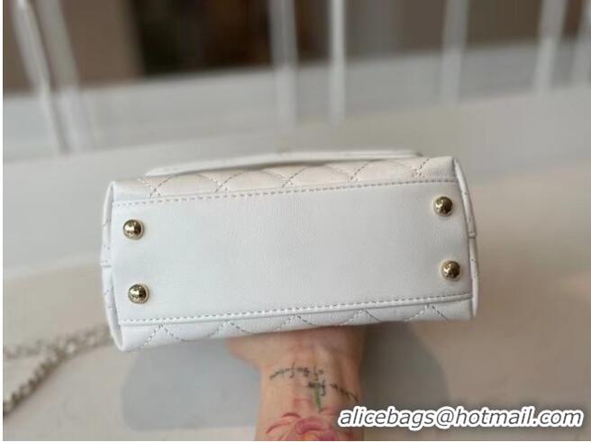 Affordable Price Chanel mini flap bag with top handle AS2215 White