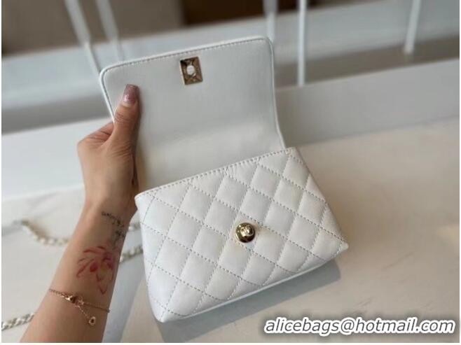 Affordable Price Chanel mini flap bag with top handle AS2215 White