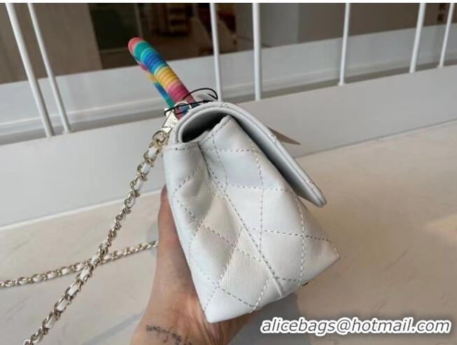 Affordable Price Chanel mini flap bag with top handle AS2215 White