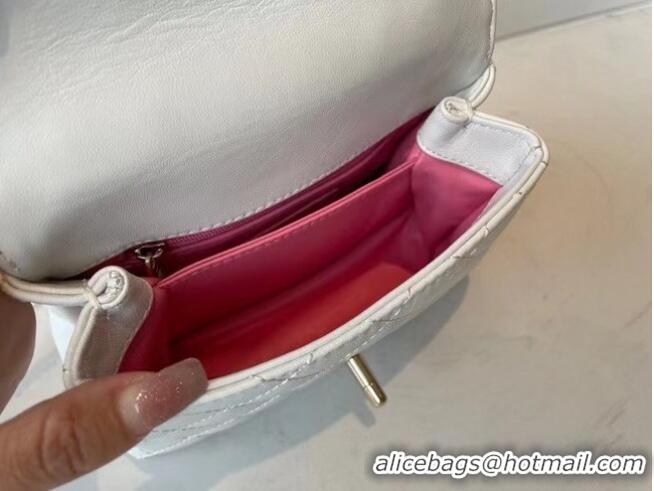 Affordable Price Chanel mini flap bag with top handle AS2215 White