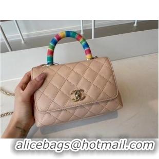 Affordable Price chanel mini flap bag with top handle AS2215 Apricot