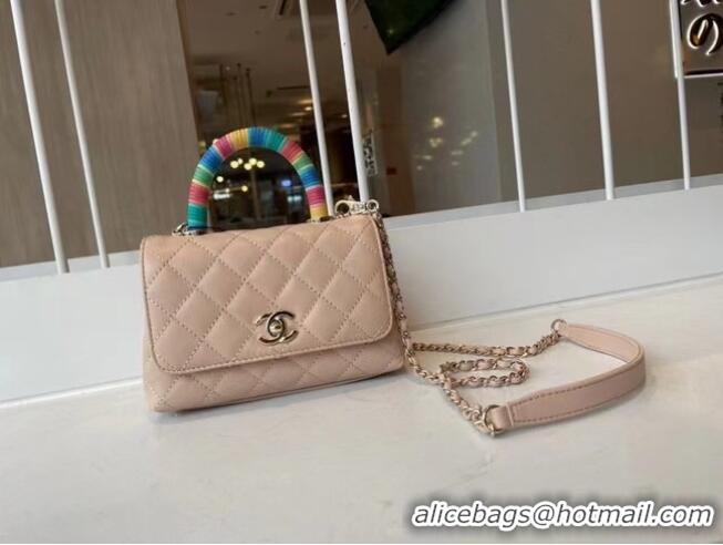 Affordable Price chanel mini flap bag with top handle AS2215 Apricot