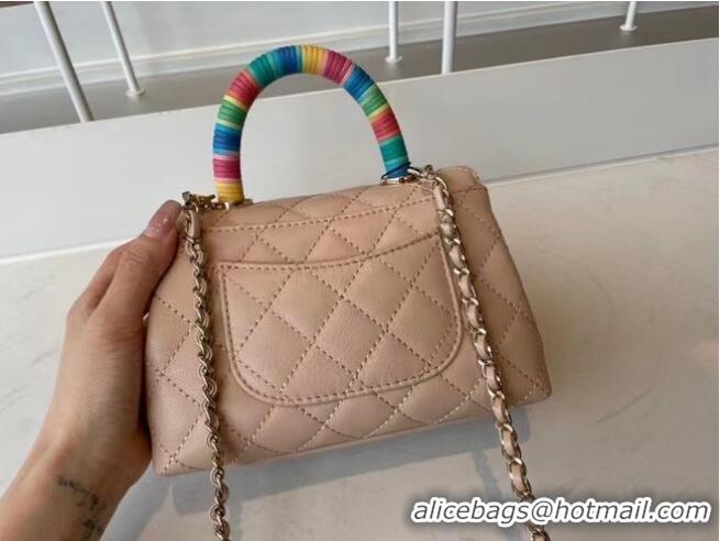 Affordable Price chanel mini flap bag with top handle AS2215 Apricot