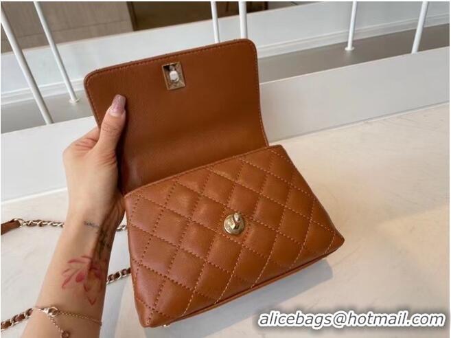 Modern Classic chanel mini flap bag with top handle AS2215 brown