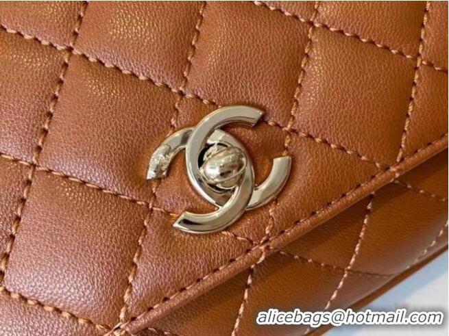 Modern Classic chanel mini flap bag with top handle AS2215 brown