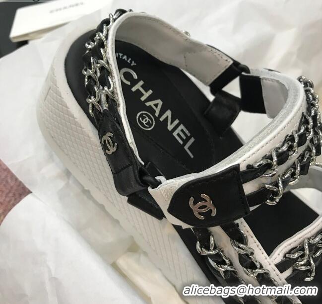 New Style Chanel Chain Flat Sandals CCFS003 White 2021