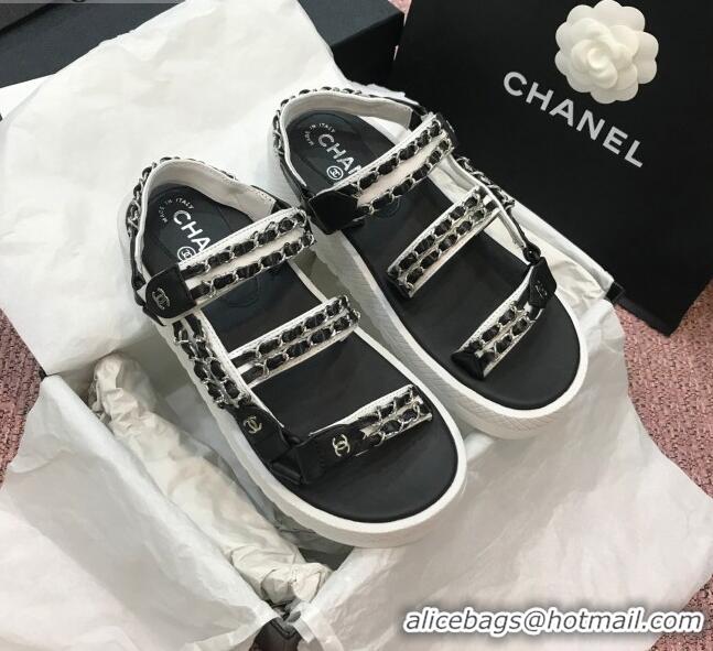 New Style Chanel Chain Flat Sandals CCFS003 White 2021