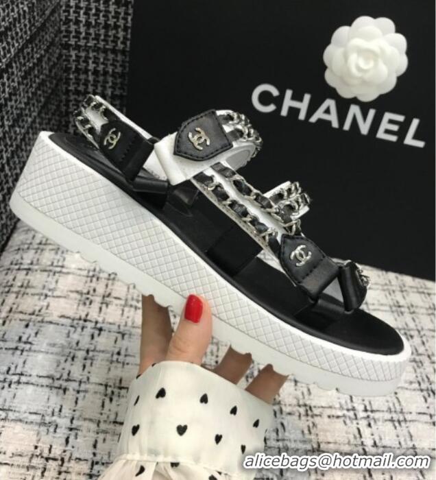 New Style Chanel Chain Flat Sandals CCFS003 White 2021