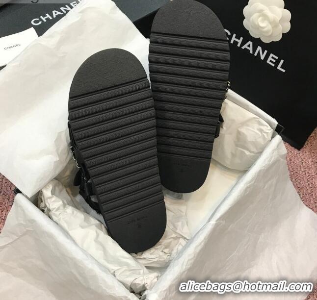 Best Design Chanel Chain Flat Sandals CCFS004 Black 2021