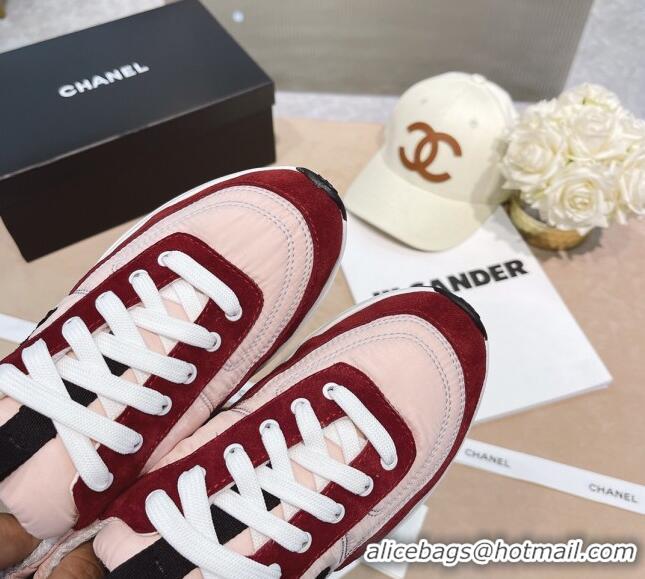 Fashion Chanel Suede and Nylon Sneakers G37122 Pink/Burgundy 2021