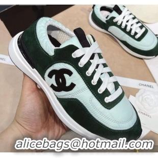 Custom Chanel Suede and Nylon Sneakers G37122 Light Green/Green2021