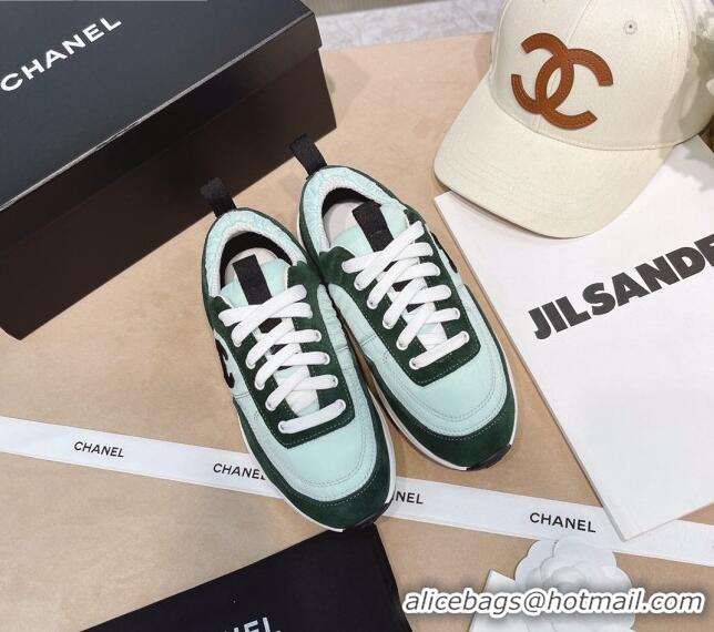 Custom Chanel Suede and Nylon Sneakers G37122 Light Green/Green2021