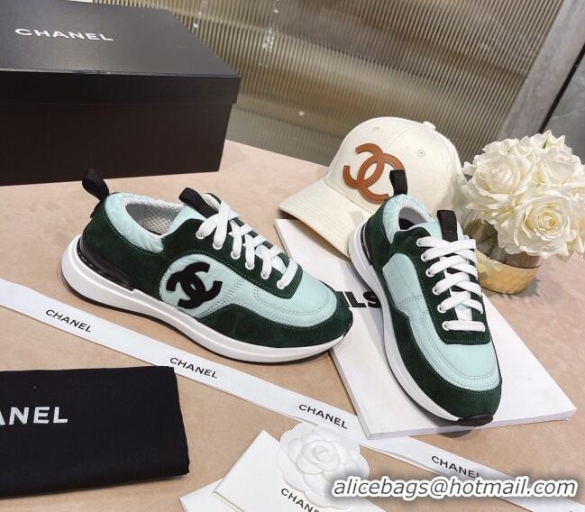 Custom Chanel Suede and Nylon Sneakers G37122 Light Green/Green2021