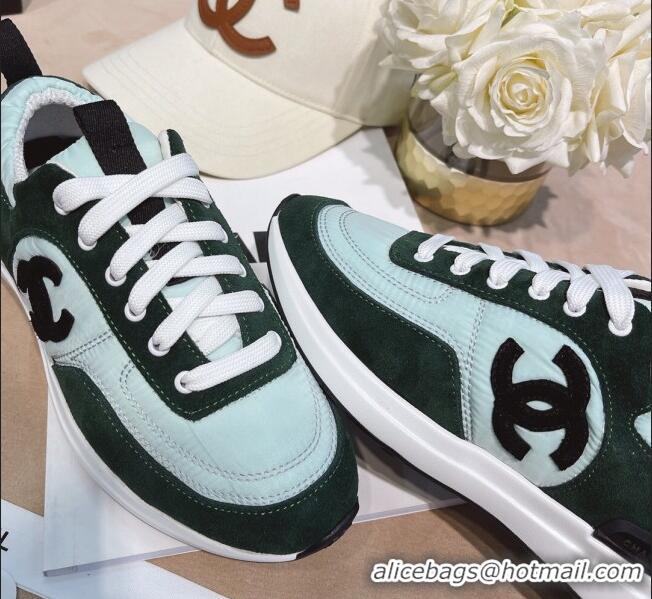 Custom Chanel Suede and Nylon Sneakers G37122 Light Green/Green2021