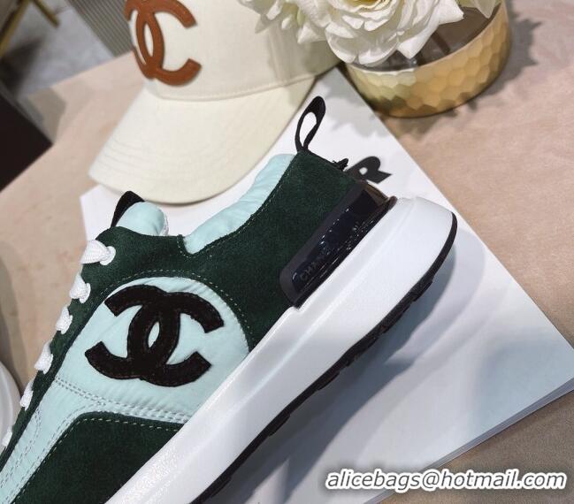 Custom Chanel Suede and Nylon Sneakers G37122 Light Green/Green2021