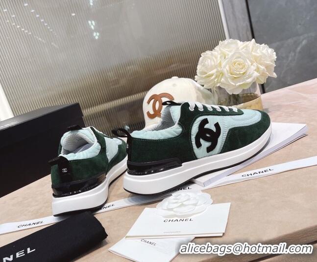 Custom Chanel Suede and Nylon Sneakers G37122 Light Green/Green2021