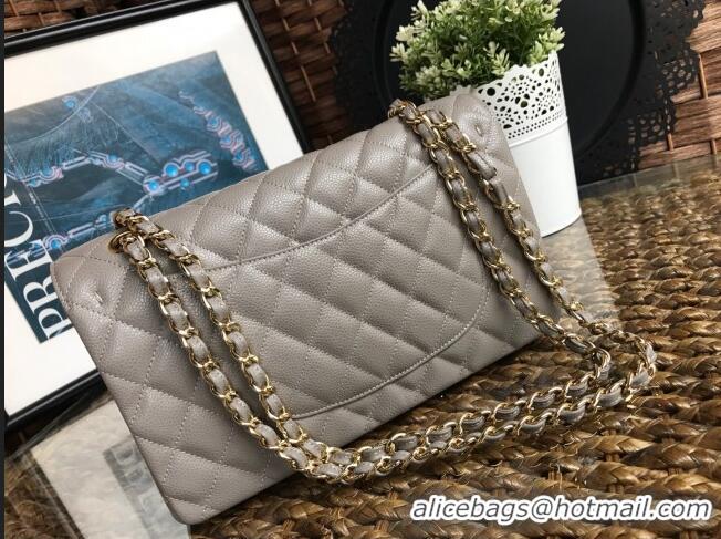 Top Quality Chanel Jumbo Quilted Grained Calfskin Medium Flap Bag CH1546 Grey/Gold