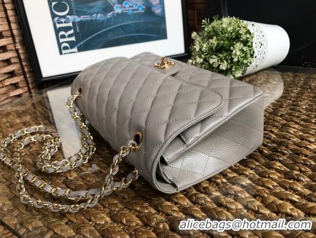 Top Quality Chanel Jumbo Quilted Grained Calfskin Medium Flap Bag CH1546 Grey/Gold