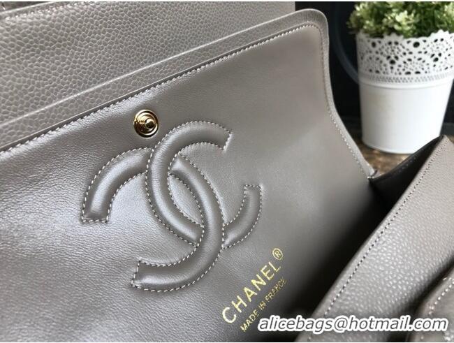 Top Quality Chanel Jumbo Quilted Grained Calfskin Medium Flap Bag CH1546 Grey/Gold