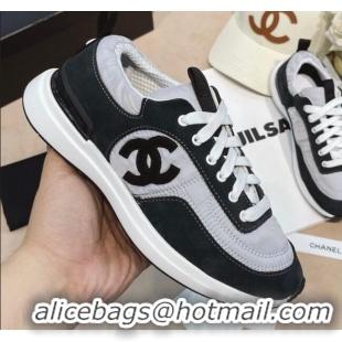 Low Price Chanel Suede and Nylon Sneakers G37122 Light Gray/Black 2021