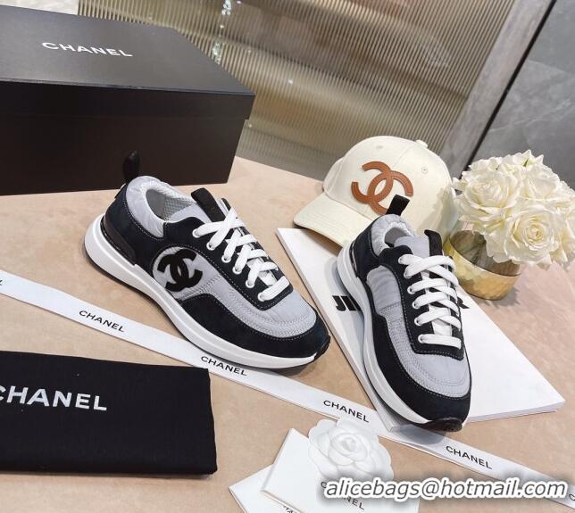 Low Price Chanel Suede and Nylon Sneakers G37122 Light Gray/Black 2021