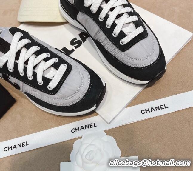 Low Price Chanel Suede and Nylon Sneakers G37122 Light Gray/Black 2021