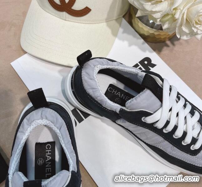 Low Price Chanel Suede and Nylon Sneakers G37122 Light Gray/Black 2021