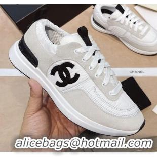 Affordable Price Chanel Suede and Nylon Sneakers G37122 Light Gray/White 2021